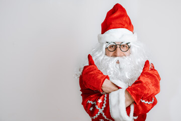 Santa Claus is shivering from the cold. Christmas, holiday