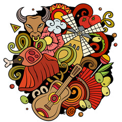 Spain hand drawn cartoon doodle illustration