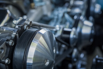Fototapeta premium Close-up with parts of a car engine