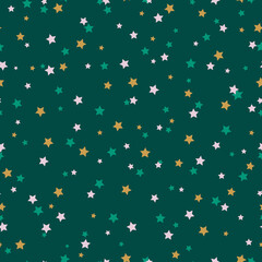starry green christmas seamless pattern