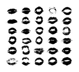Collection of texture prints of female lips.