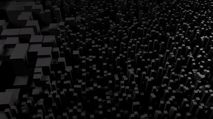 黒い質感のあるキューブ群の背景素材。かっこいいデザインに合います。