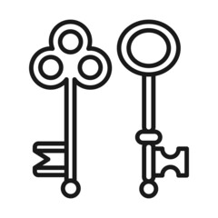 Line art black and white vintage keys