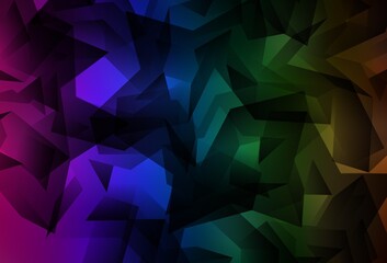 Dark Multicolor vector shining triangular backdrop.