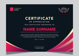 Modern certificate template design. Certificate of appreciation