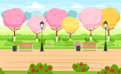 Spring park background for games and mobile applications.