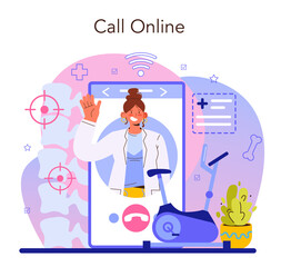 Physiotherapy online service or platform. Doctor helping patients