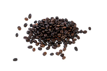 heap of coffee beans  isolated on white background.