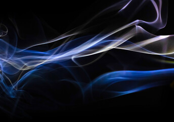 Blue smoke flow and movement abstract background photo
