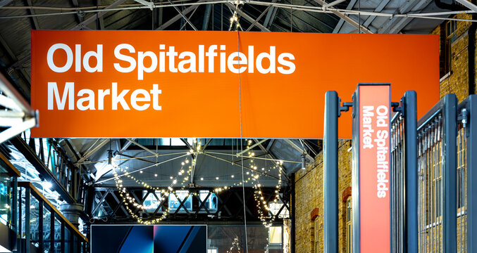 View of Spitafields market at Christmas time, London