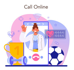 Sport therapy online service or platform. People doing sport exercise