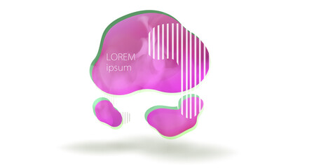 Purple amorphous fluid shapes with green shadows. Geometric figures with flowing liquid shapes. Ellipses or ovals.  3d. Pink and purple forms. 
Dynamical colored forms and lines. Template for design o