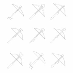 vector monochrome icon set with ancient Crossbows for your project