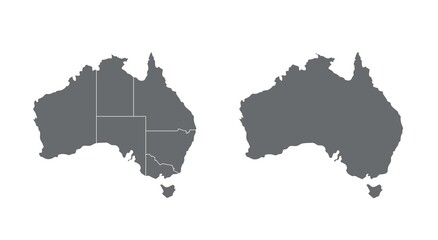 Australia maps set with states borders isolated on white. - obrazy, fototapety, plakaty