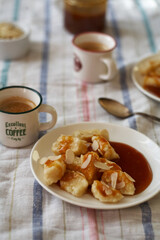 lazy curd dumplings and caramel. Gnocchi	
