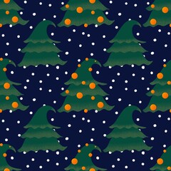 Doodle green cute Christmas tree for fabrics and gifts