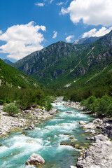 Naklejka na ściany i meble Scenic landscape view on gorge in Albanian mountain
