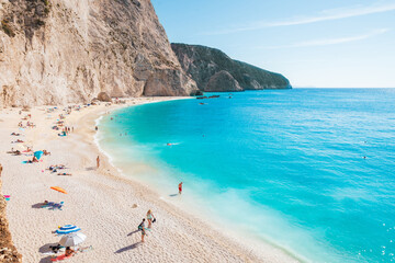 Landscape with Porto Katsiki beach on the Ionian sea, Lefkada island, Greece
