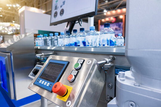 Control panel for a conveyor belt for filling water into plastic bottles - Powered by Adobe