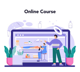 Salon dermaplaning procedure online service or platform. Cosmetology face