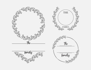 Family Monogram with Blank Space for Name, Floral Ornament for print, card etc
