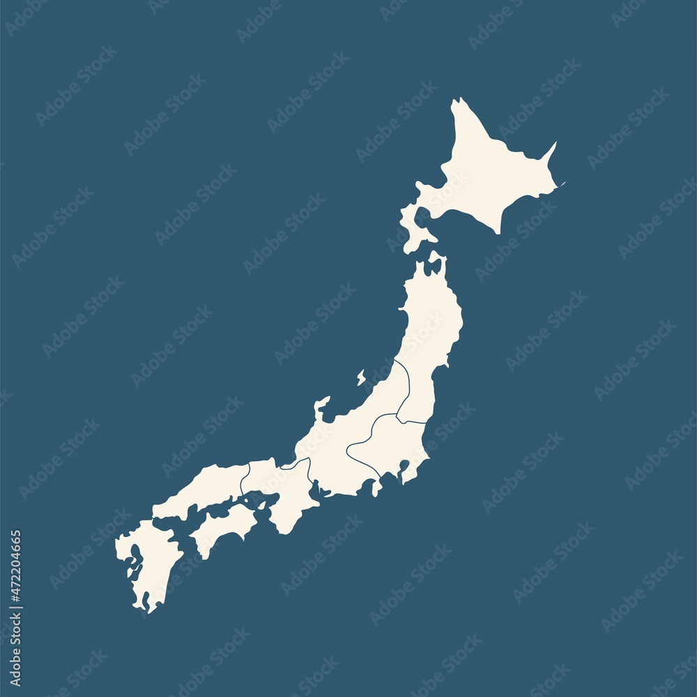 Poster map of japan in high detail resolution. mesh lines and points form map of japan.