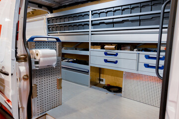 Mobile van for repair work. Interior interior