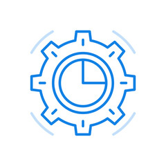Time management icon vector. Business clock and gear global commerce on tight deadlines financial communication.
