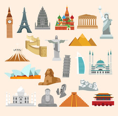 Print. A big set of architectural landmarks of the world. - 472205650