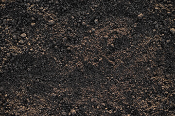 Fertile loam soil suitable for planting, soil texture background.