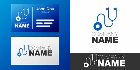 Logotype Stethoscope medical instrument icon isolated on white background. Logo design template element. Vector