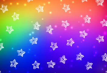 Dark Multicolor vector background with colored stars.