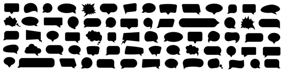 Big set of black speech bubbles sticker. Speech bubbles vector collection