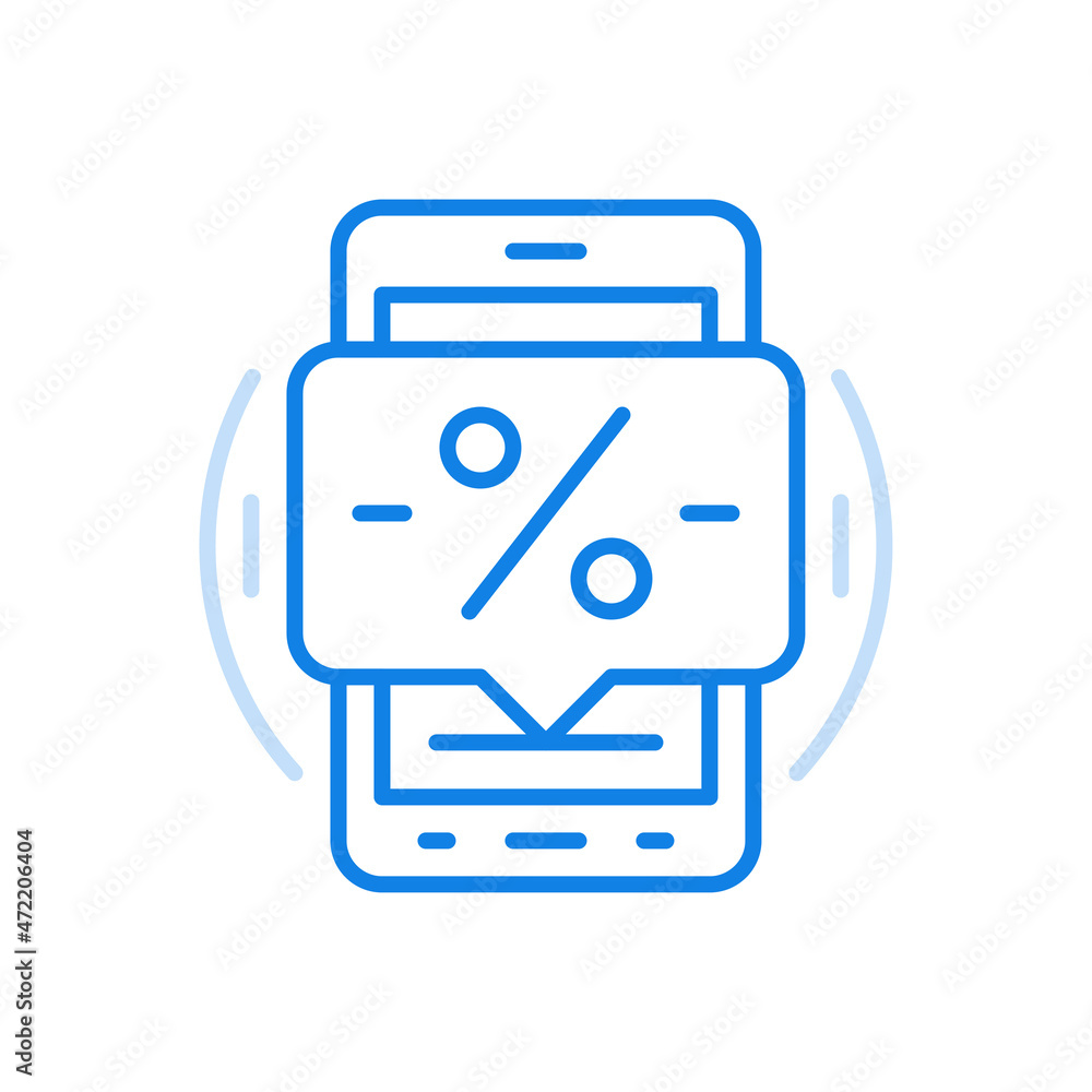 Poster interest free online account vector line icon. web application with free transactions smartphone wit