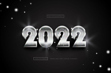 Silver 2022 year Text Effect Editable