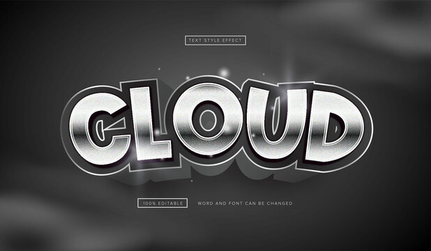 Chrome cloud Text Effect editable
