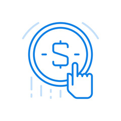 Taking financial loan vector line icon. Business loan and bank investment.