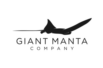 Silhouette of Tropical Black Manta Ray logo design
 - obrazy, fototapety, plakaty