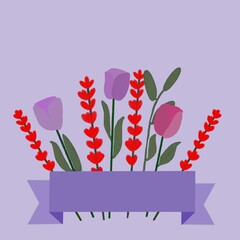 purple flower arrangement that can be used as a greeting card