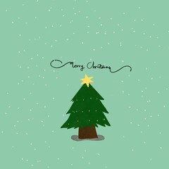 merry christmas greeting with christmas tree illustration