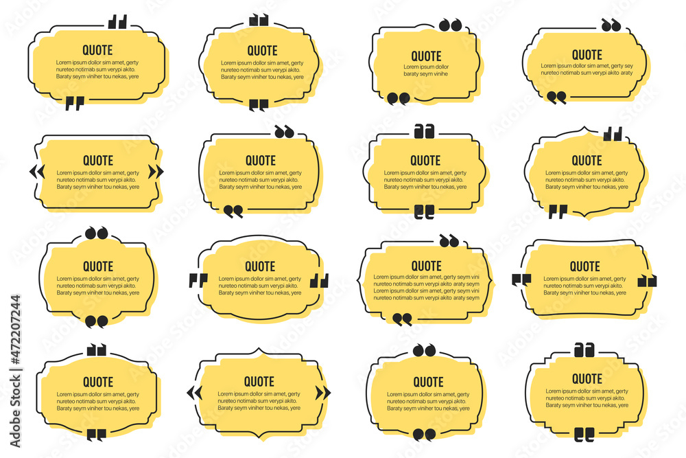 Aufkleber big set of quote text vintage labels frames in a flat design. quote textbox collection