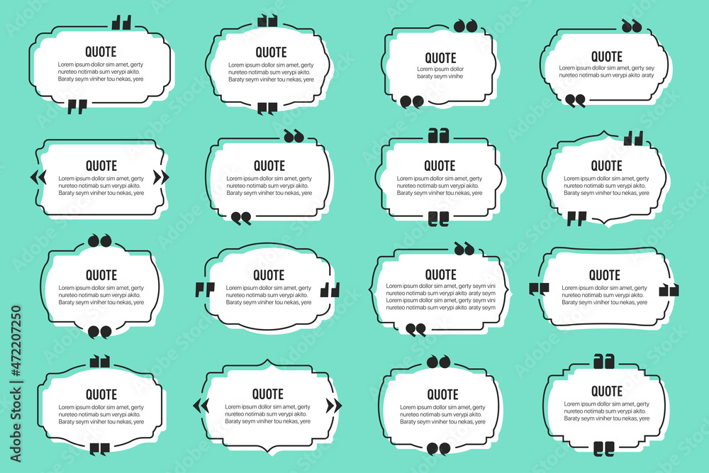 Poster Big set of quote text vintage labels frames in a flat design. Quote textbox collection