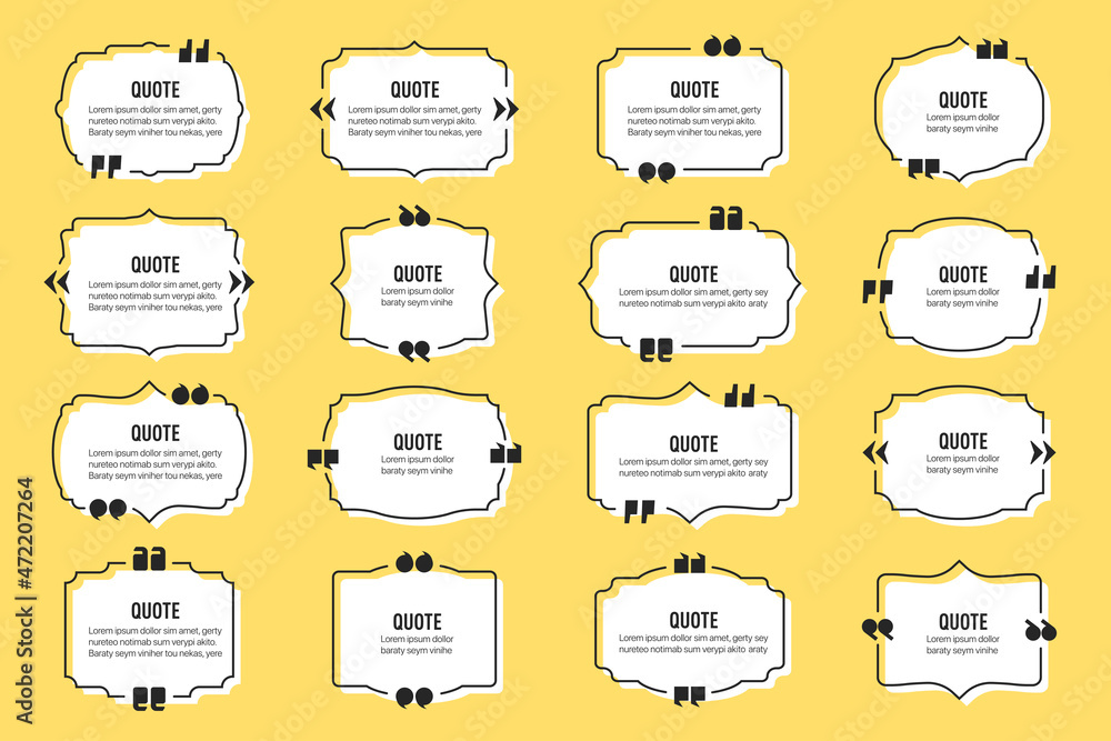 Poster big set of quote text vintage labels frames in a flat design. quote textbox collection