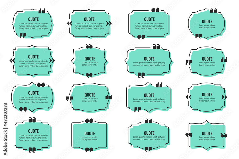 Poster big set of quote text vintage labels frames in a flat design. quote textbox collection