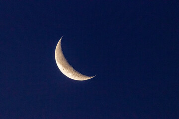 Fototapeta na wymiar quarter moon in the sky of Provence, an autumn morning