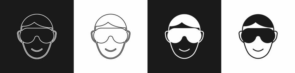 Set Eye sleep mask icon isolated on black and white background. Sleeping mask. Vector