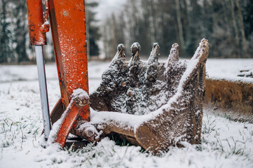 Front loader tractor machine in winter