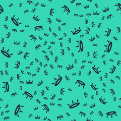 Black Jumping trampoline icon isolated seamless pattern on green background. Vector