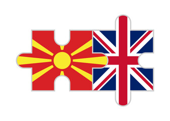 puzzle pieces of north macedonia and united kingdom flags. vector illustration isolated on white background