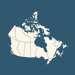 Canada country political map. Detailed illustration with isolated states, islands and cities easy to ungroup.